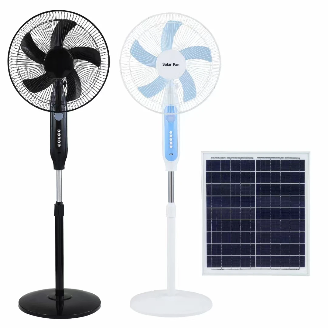 China Factory 16inch 18inch 12v Dc Solar Ac Fan Rechargeable With Panel Usb Charge and Led Light