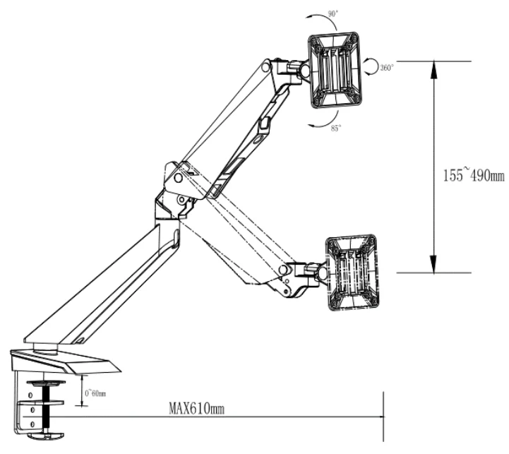Hot Sale LED Light Gaming Monitor Mount Arm Jonoffice Factory
