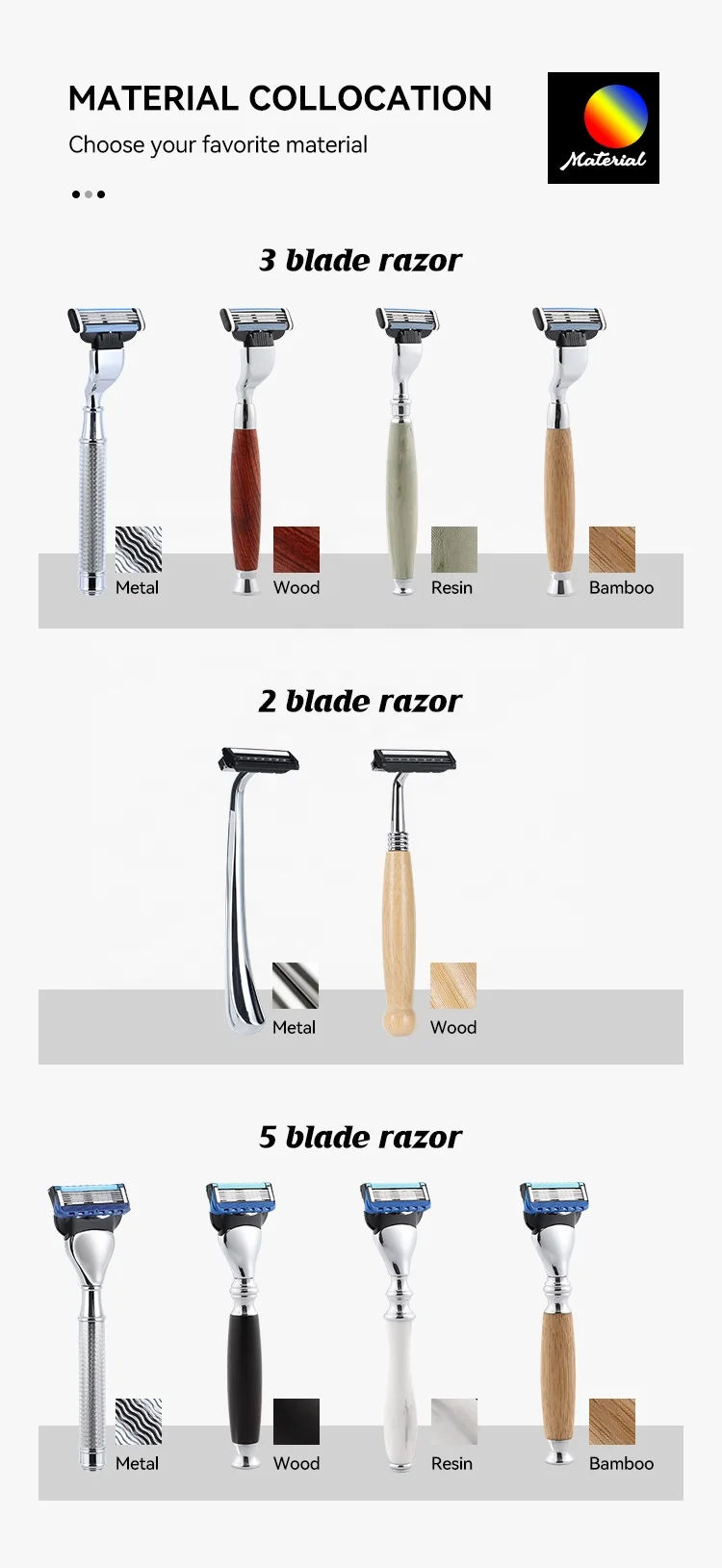 mens 5 blades metal handle shaving safety razor shaver