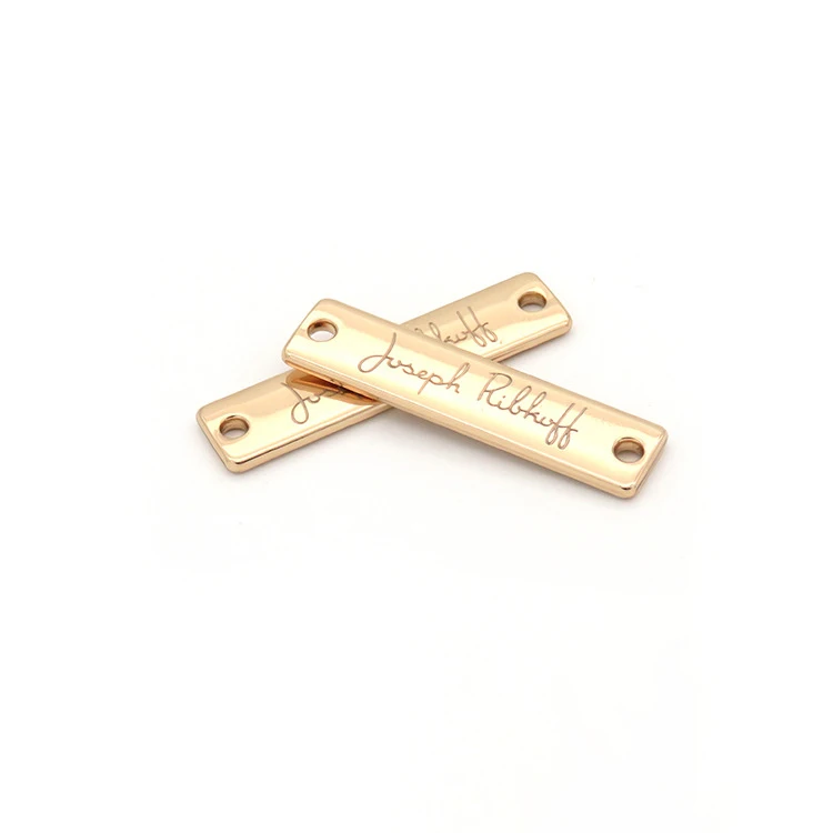 Dongguan factory custom handbags metal garment logo gold plated leather clothes label for luggage suitcase shoes tag accessories