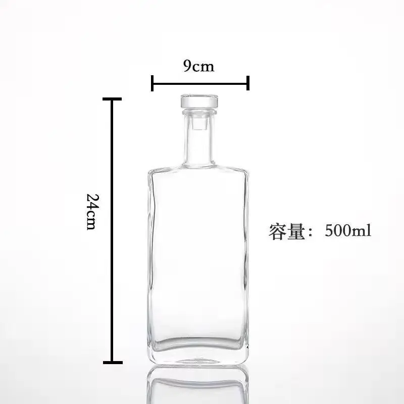 100ml 375ml 500ml 750ml custom printed clear liqueur bottle Vodka bottle with extra flint lid