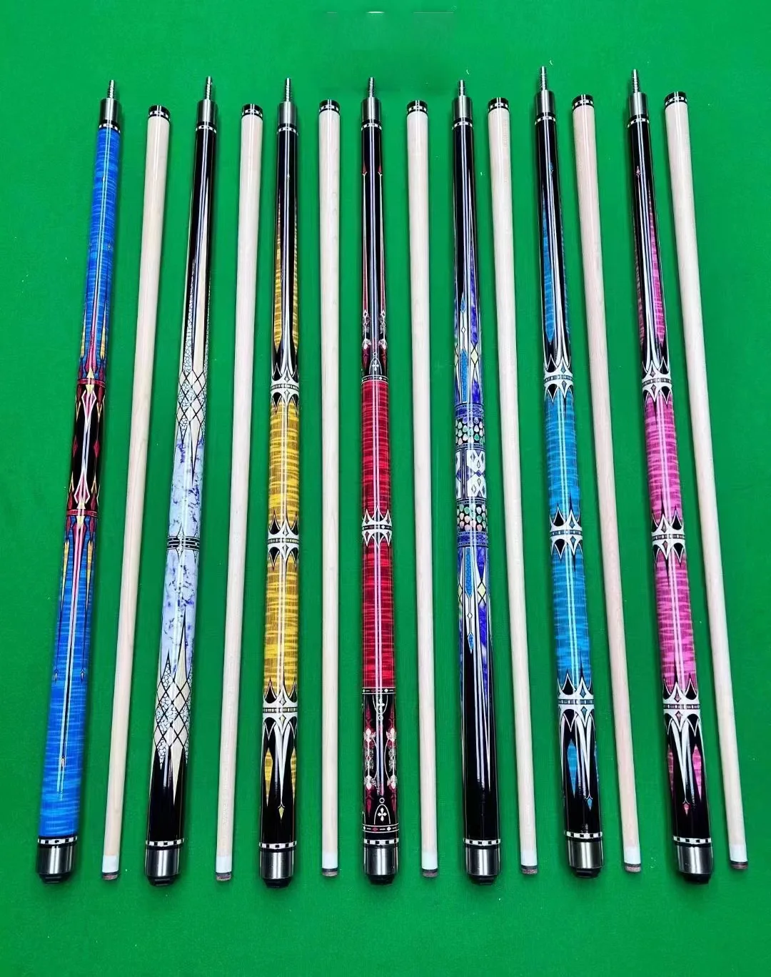 Maple pool club head Sales of excellent billiard cues made of various materials and high-quality patterned cue stick