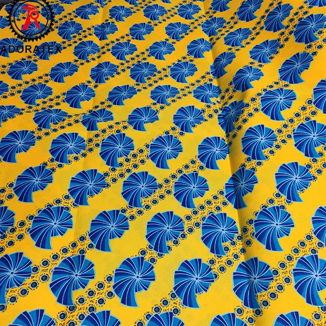 Garments manufacturer  Custom LOGO 100% Polyester  African Kitenge Java Wax Design fabrics for dresses