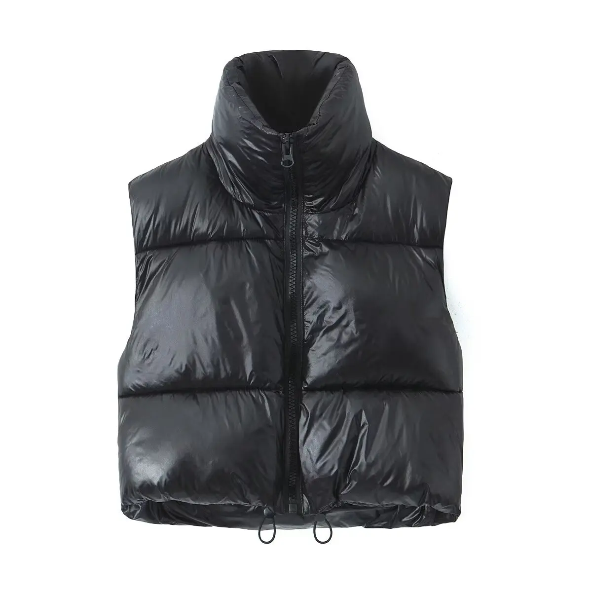 PB&ZA Women 2024 Fashion Faux Leather Thick Warm Padded Waistcoat Vintage Sleeveless Female Outerwear Chic Veste