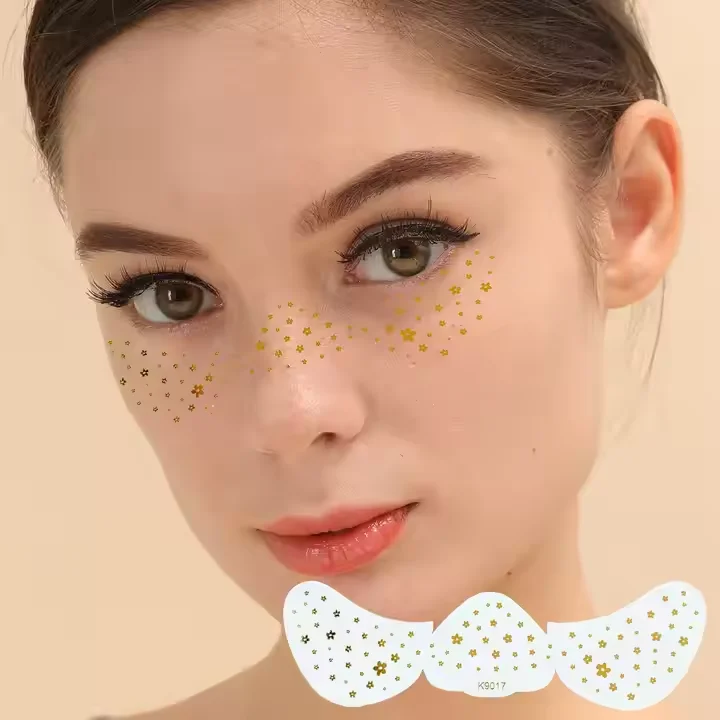 Wholesale Cosmetic Gold Face Tattoo Stickers Halloween Men Women Tattoo Stickers Waterproof Tattoo Stickers
