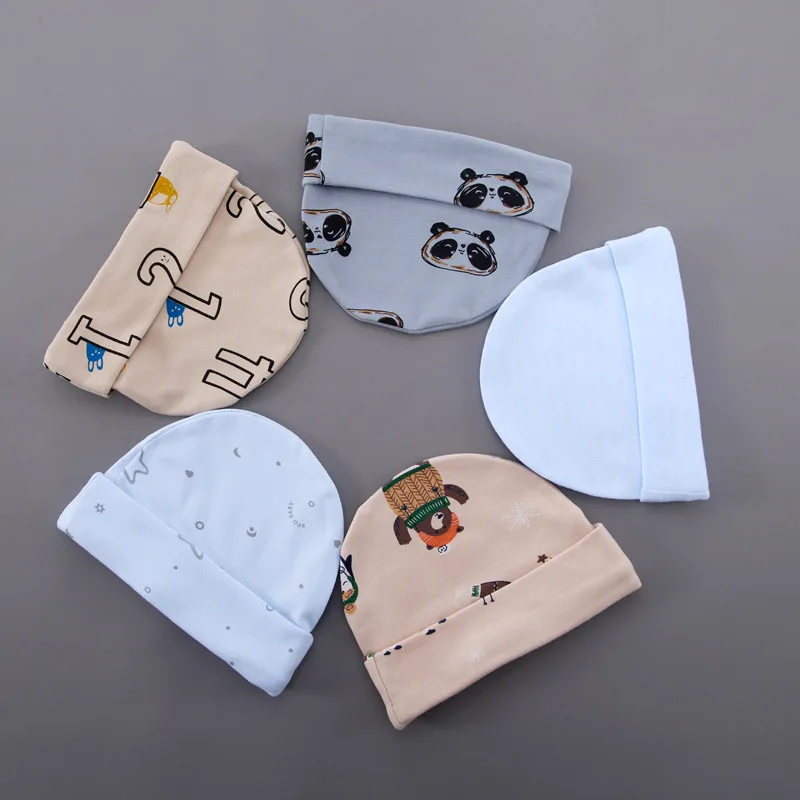 Factory Baby Hats 100% Cotton Baby Beani Stock Hats Printed Infant Hats Caps Newborn Mittens