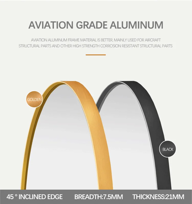 Arch Smart Body Mirror Full Length Floor Led Mirror Aluminum  Framed Stand Dressing Wall Mirrors For Shop