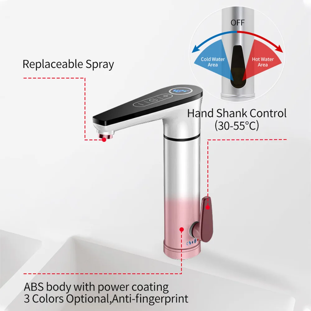 3300W instant electric heating water hot and cold water rotatable kitchen sink faucet