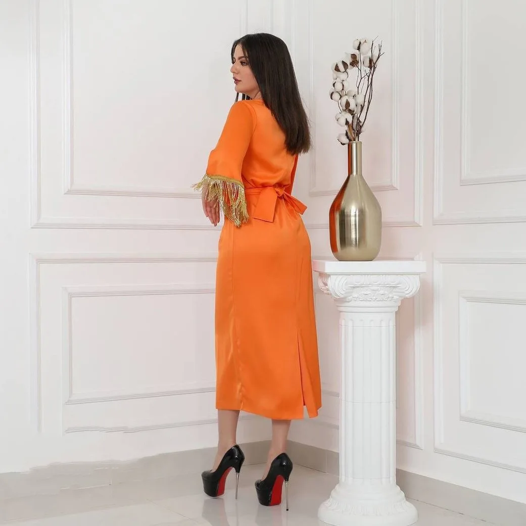 modest Muslim Fashion Dress Ruffle sleeves Solid color shawl jacket Middle Eastern soft dress