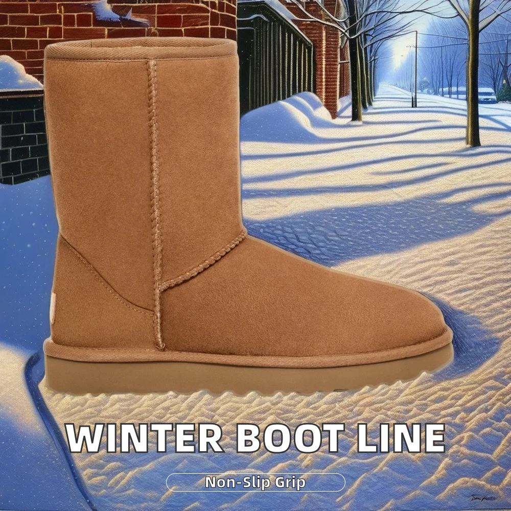 New Arrival Classic Outdoor Warm Sheepskin Fur UGGs Women Lovely Cotton UGGs Platform Flat Rubber Plush Waterproof Winter