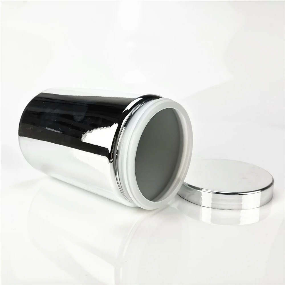 OEM  ODM 0.9 L 900 ml HDPE  plastic Protein powder tank coffee can with electroplate