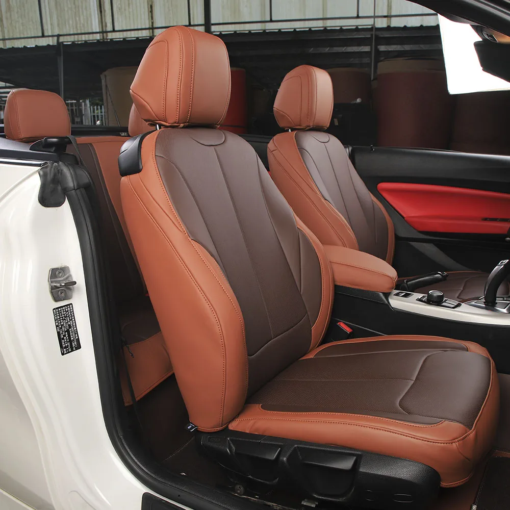 Manufacturer Price Brown Premium Leather Full Coverage Car Seat Covers Cushions For Ford, Jeep, Cadillac