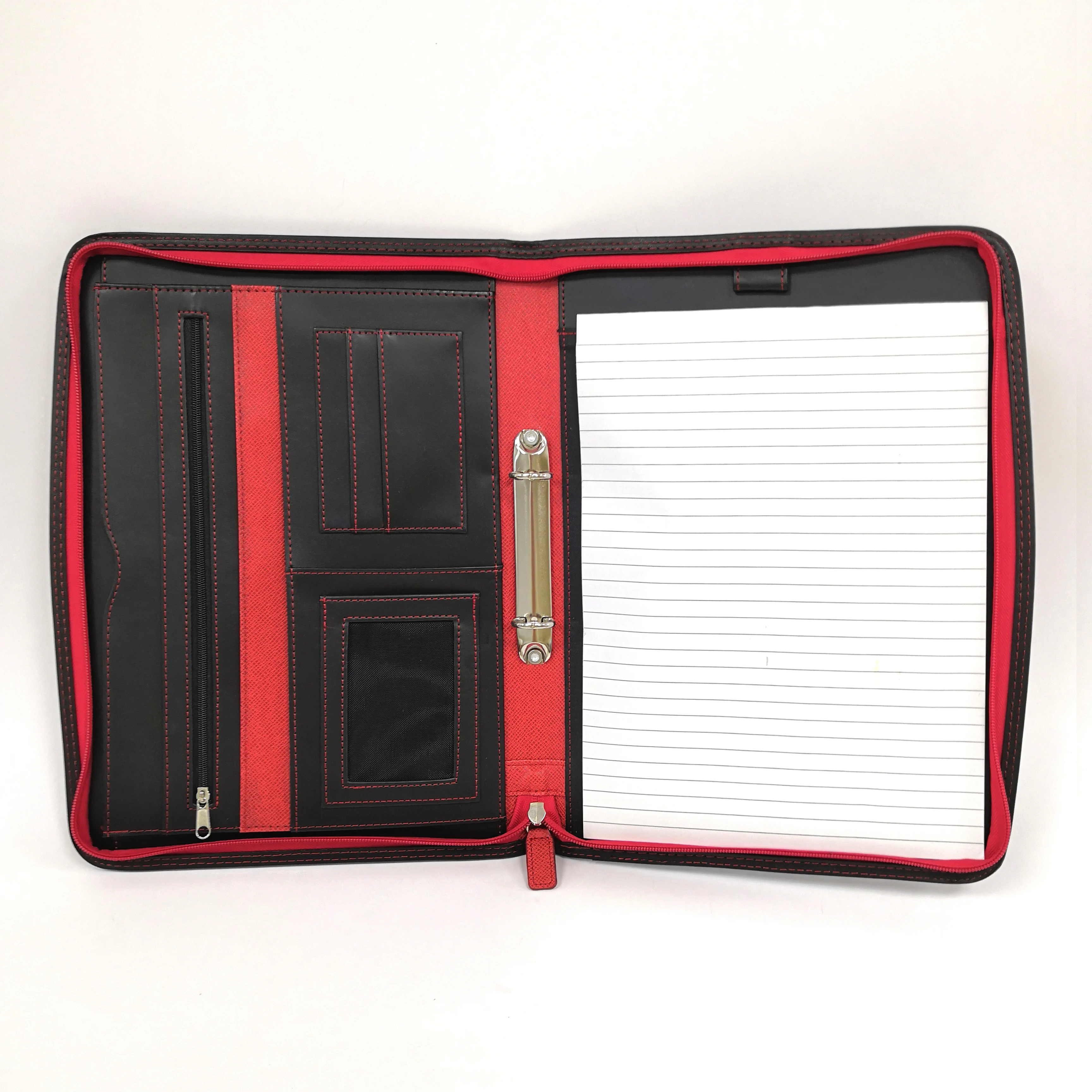A4 File Folder Padfolio Writing Pad PU Leather Business Presentation Folder Portfolio zip around leather organizer