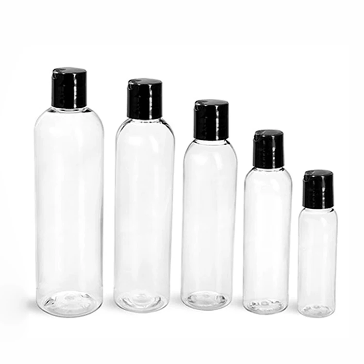 12 oz transparent PET Cosmo Plastic Bottle w/ Black Disc Cap manufacturer/wholesale