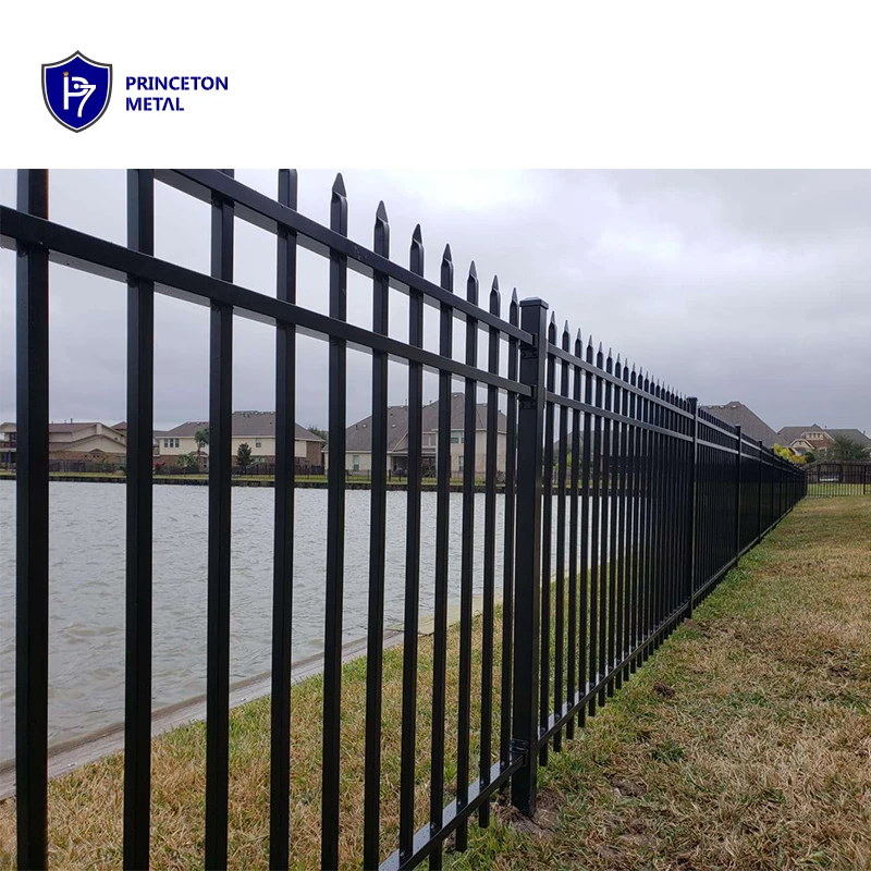 Residential tubular steel fence flat top aluminium fence panels with spear 6x6 fence panel