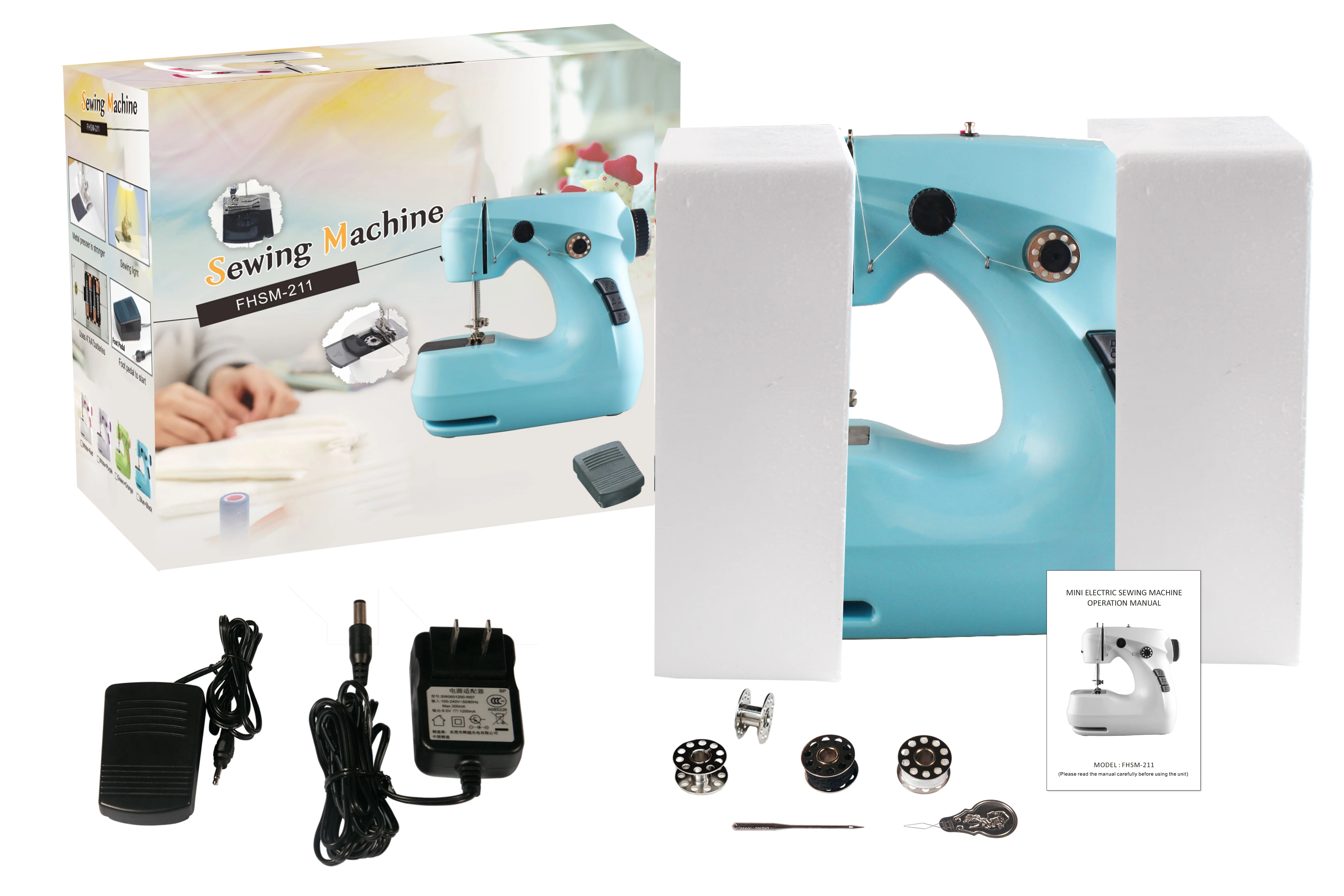 CE CB VOF FHSM-211 toy sew machine kid electric sewing machine AA battery
