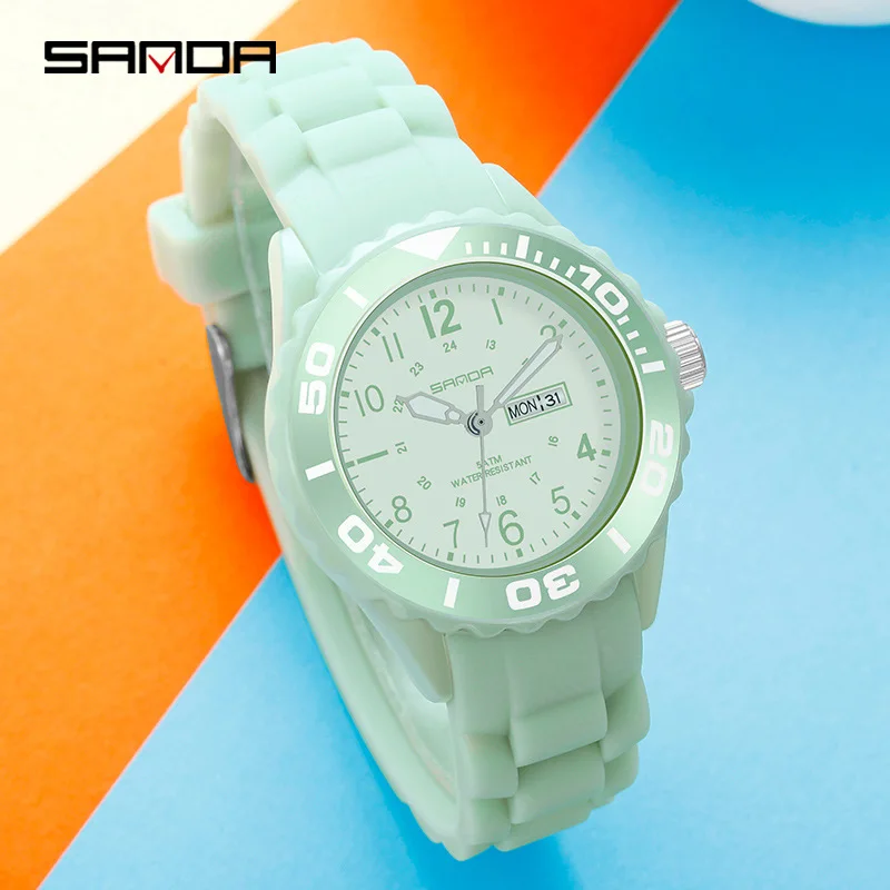 Fashion Casual Sports Quartz Watch Multifunction Dual Display Calendar Waterproof Luminous Couple Watches
