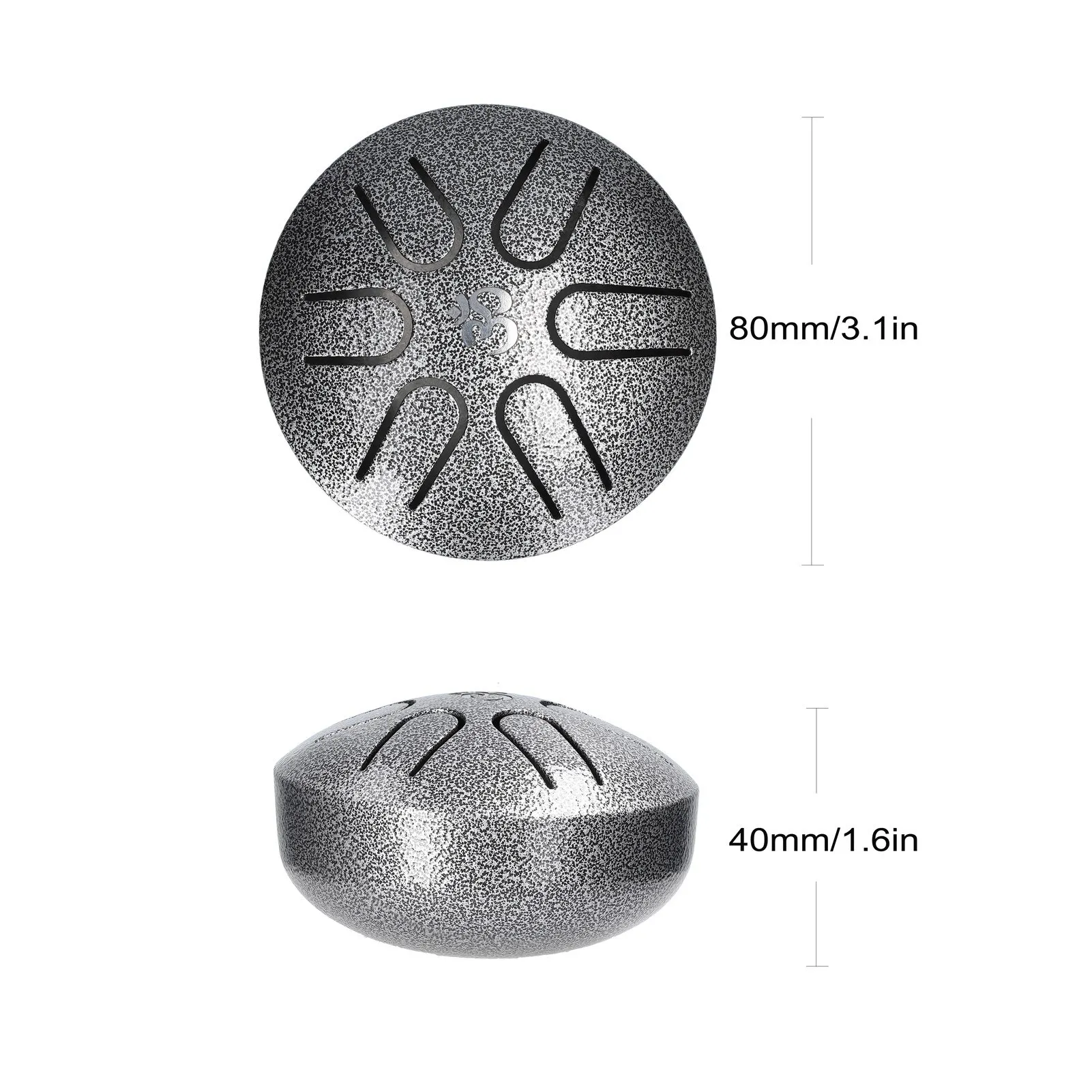 Steel Tongue Drum Steel Drum 3 Inch Pocket Drum Silver