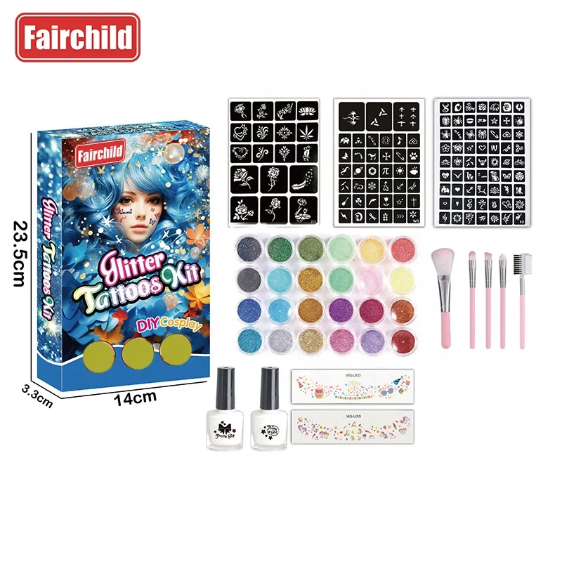 Factory Direct Sales Temporary Tattoos Stencils Party Toys Glitter Make Up Kits Halloween Stickers tattoos TikTok Hot Selling