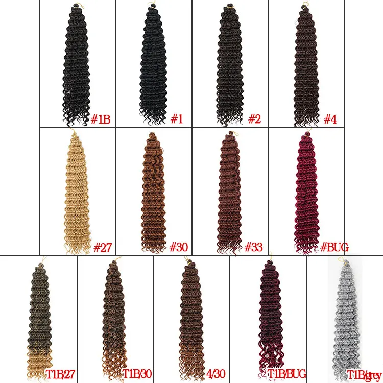 Synthetic Bulk Hair Crochet Hair Braids Box Braid 18 Inch Curly Deep Wave afro kinky Crochet Hair For afro Black Women