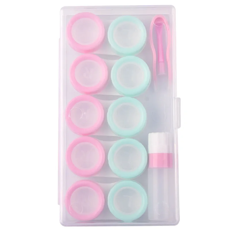 
Wholesale Travel Portable Contact Lens Box Kit Double Box Invisible Companion Cosmetic Box Set Plastic Mini Lens Case 