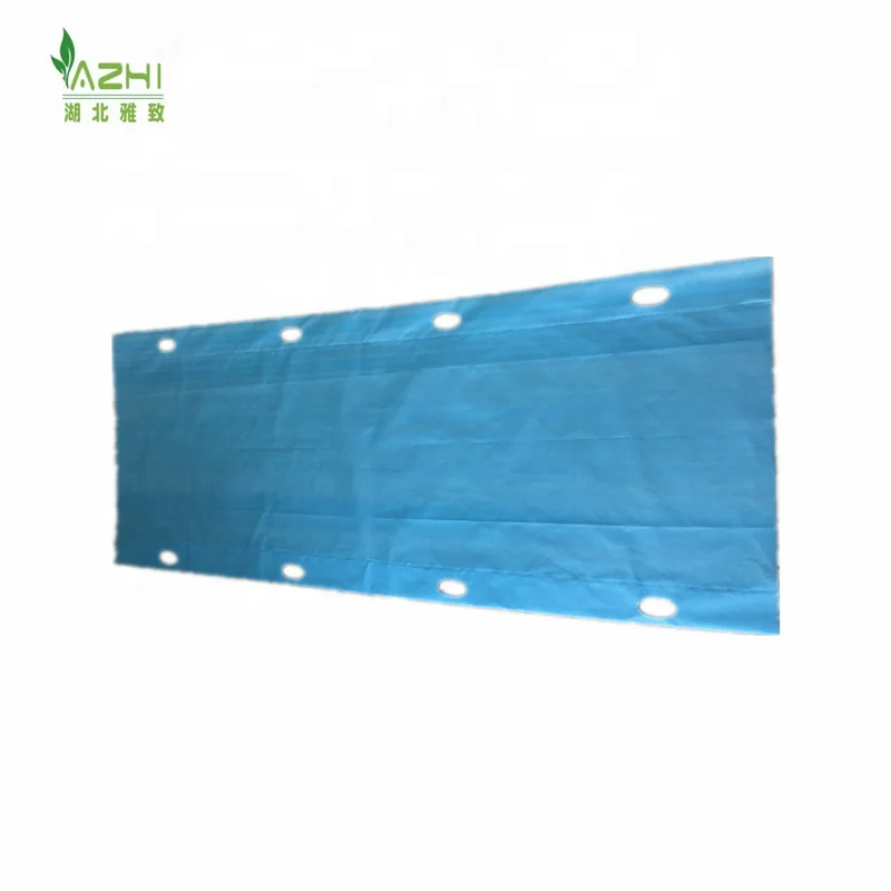 First aid Disposable patient transfer sheet PP 100gsm medical stretcher bed sheets with 8 holes for hospital