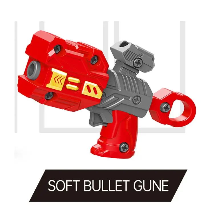 Hot Sell toys Plastic Toy solf bullet Guns with DIY transfer toys fire truck /robot for boy