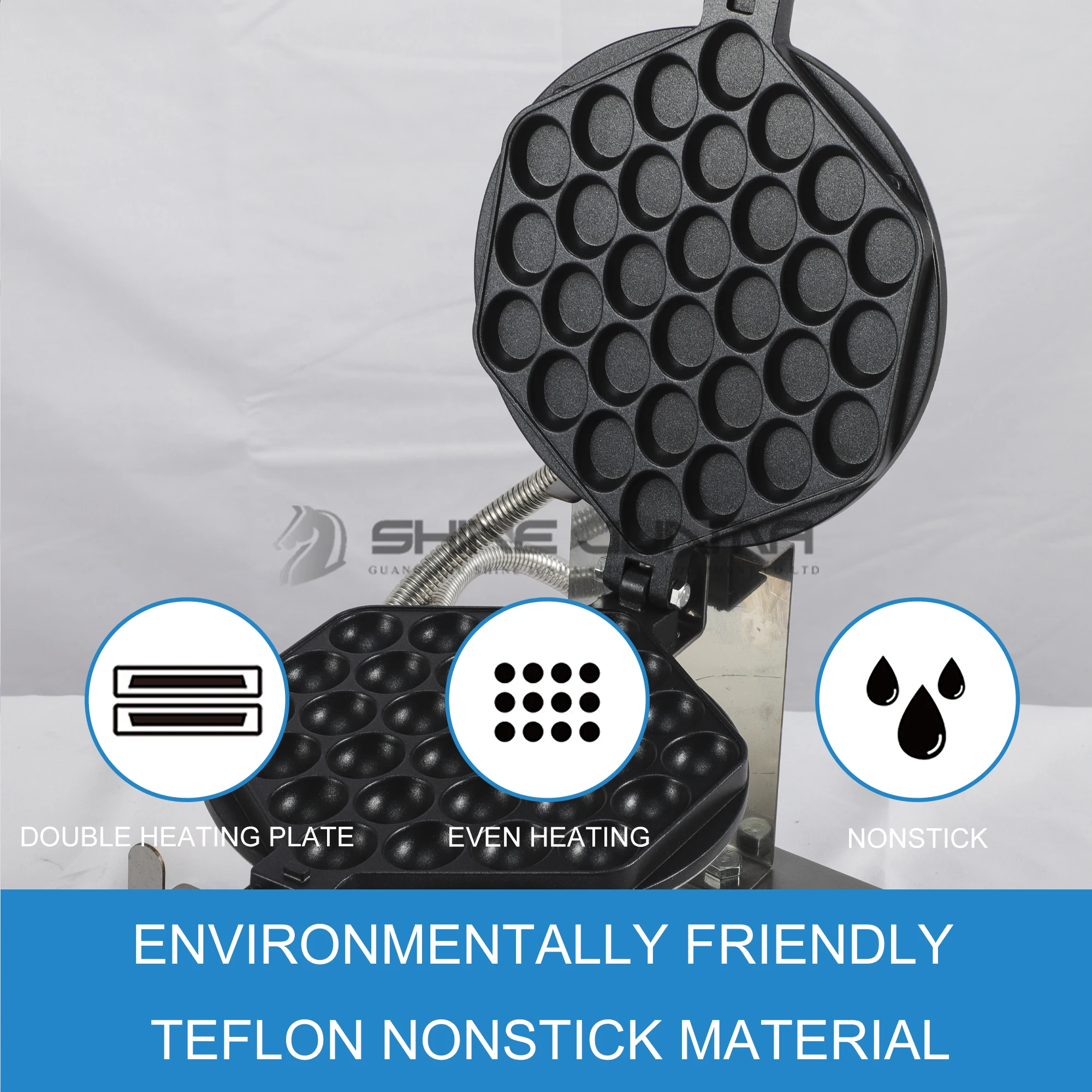 whosale Waffle Making Equipment Electric Waffle Machine Industrial Egg Waffle Maker with wooden handle