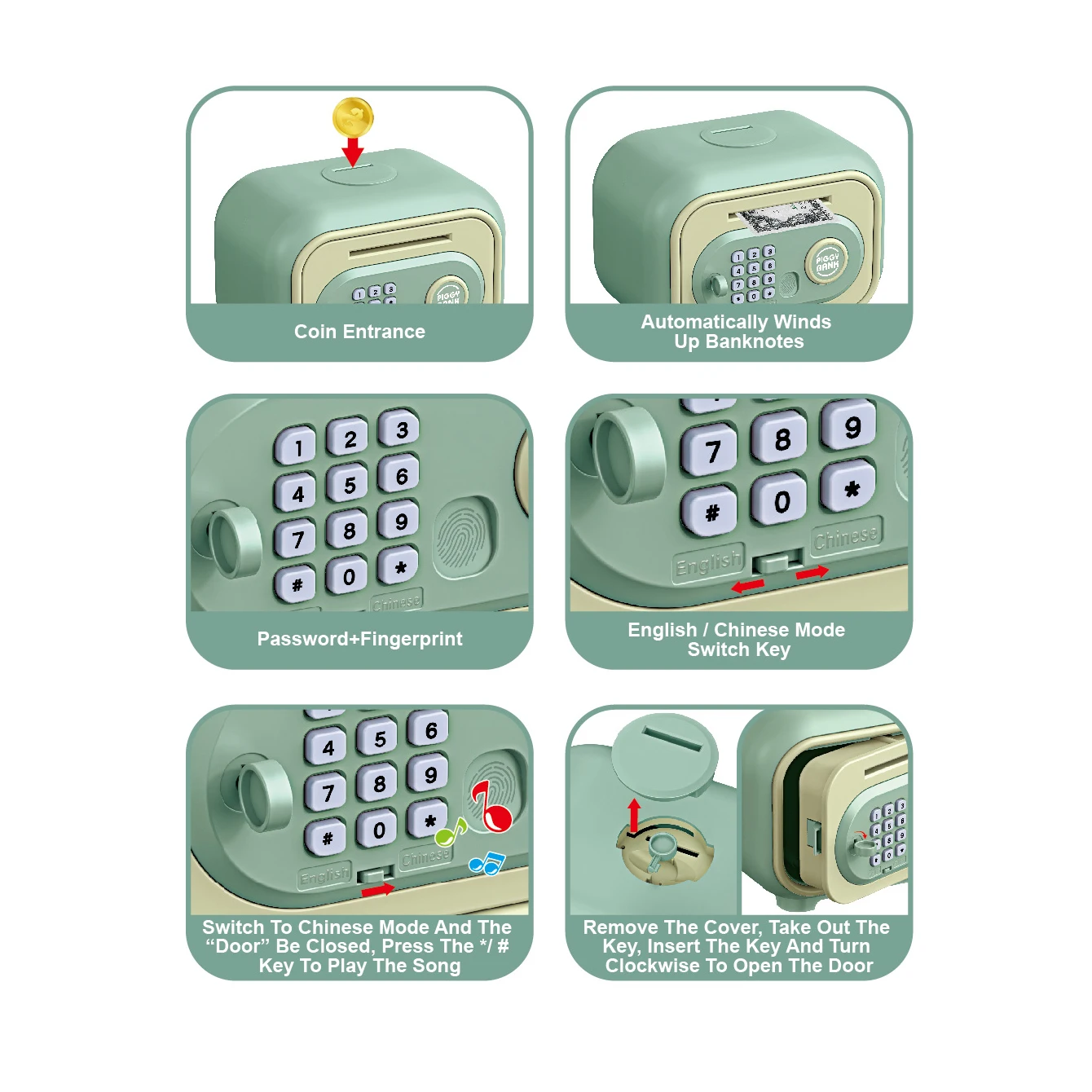 kouyikou 2024 new model Electronic Piggy Bank Safe Money Box Children Digital Coins Cash Saving Safe Atm piggy bank
