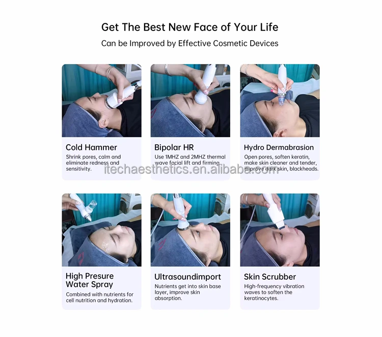 6in1 oxygen jet peel aqua skin face care bubble face cleanser face ultrasonic skin scrubber hydro vacuum cleaner