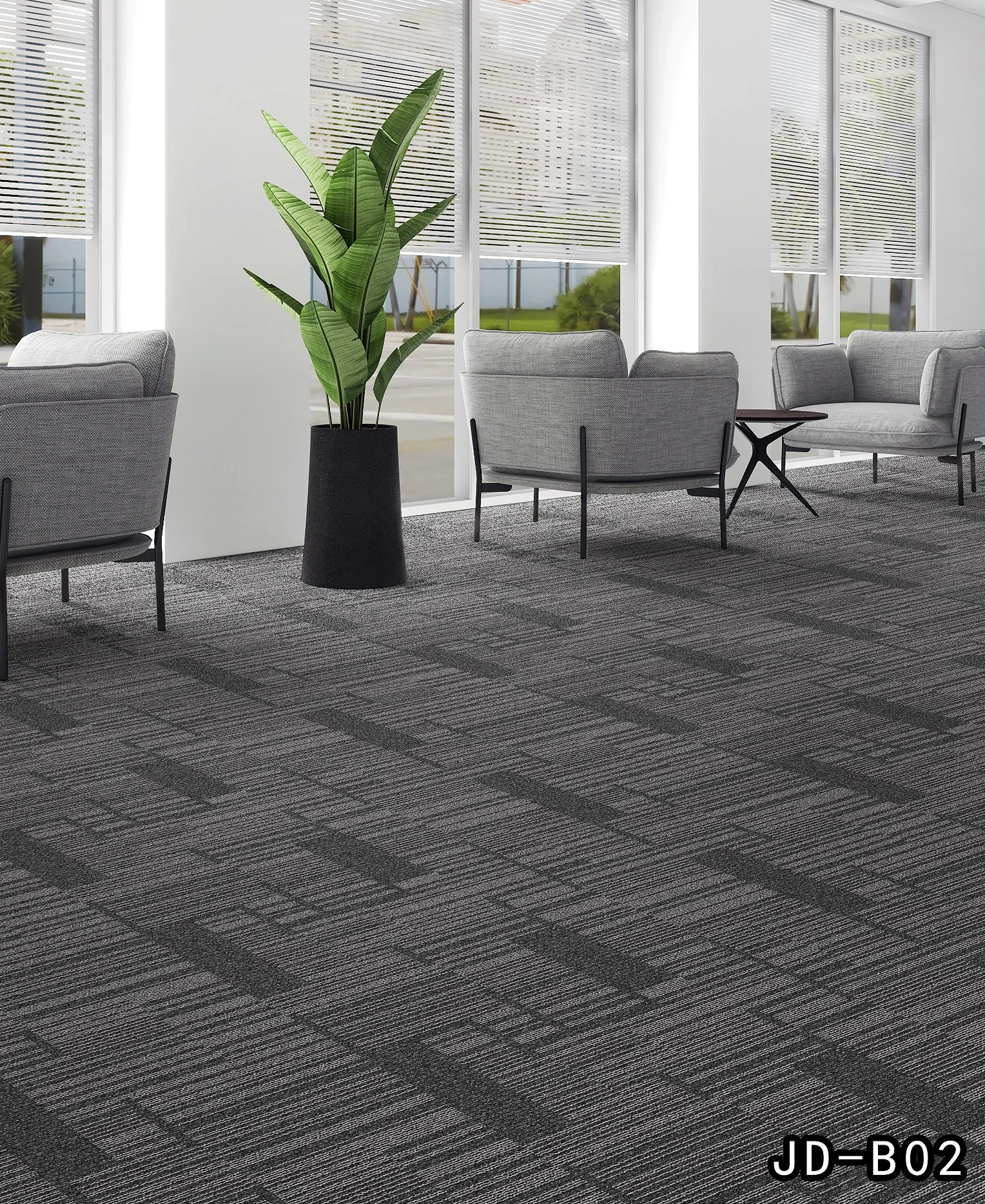 Polypropylene Office Broadloom Carpet Jacquard Commercial Striated Wall To Wall Carpet