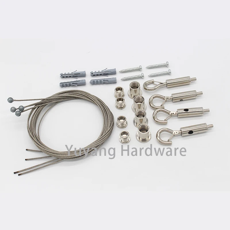 Copper Ceiling Hanging Fittings Steel/Stainless Steel Wire Rope Clip Suspension Kit with Standoff Screw Clamp Mounting Bracket