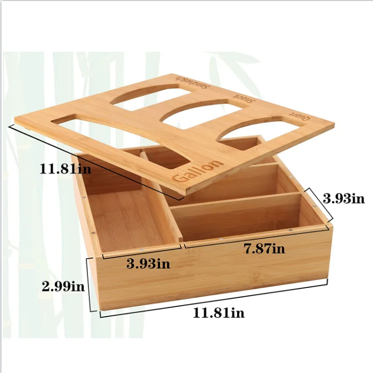 High quality  laser engraved letters hand fine polished durable bamboo ziplock bag storage organizer