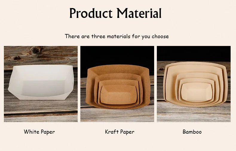 Hongkang custom printed logo ovenable corn hot dog fried snacks cake package and bowl white paper tray for food eco-friendly
