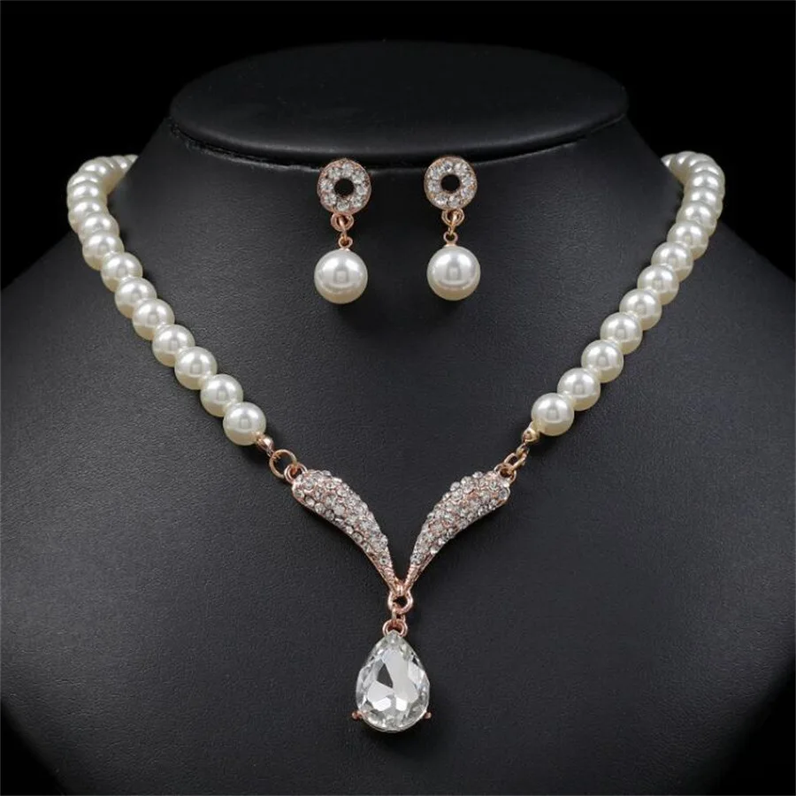 Hot Selling Wedding Jewelry Set Pearl Necklace Earring Set Bridal jewelry set