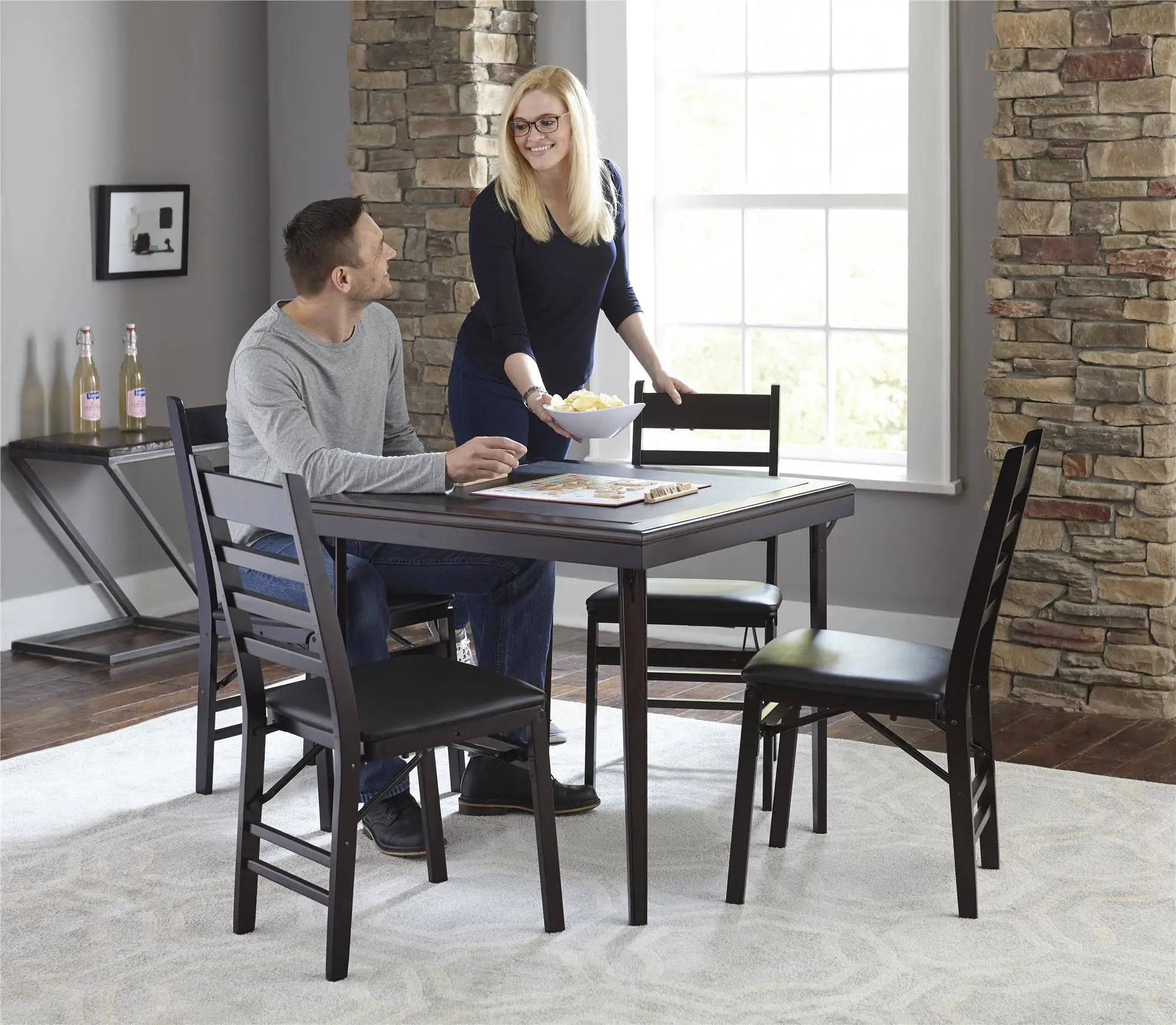 Full Back Folding Dining Chairs Rich Espresso Finish Folding Chair 2 PACK Folding Bistro Chairs