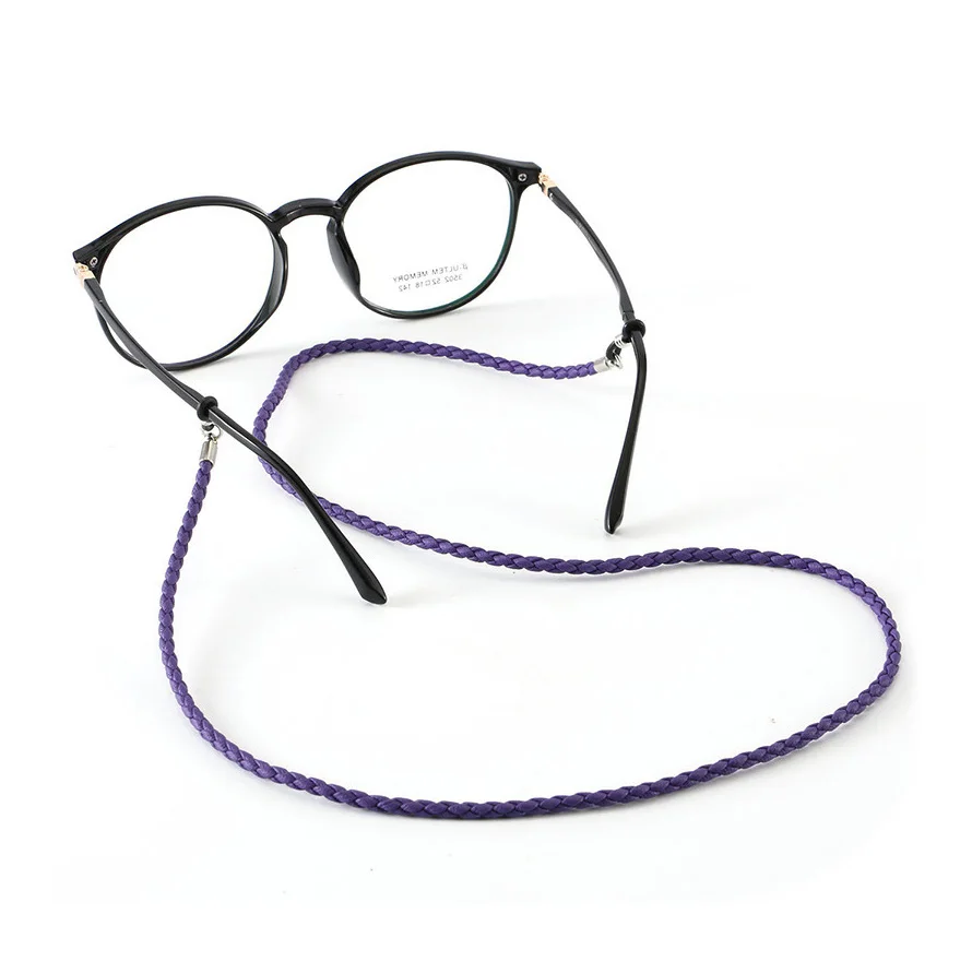 Fashion Eyeglasses Holder Eyeglass Retainer Braided PU Leather Glasses Rope Necklace