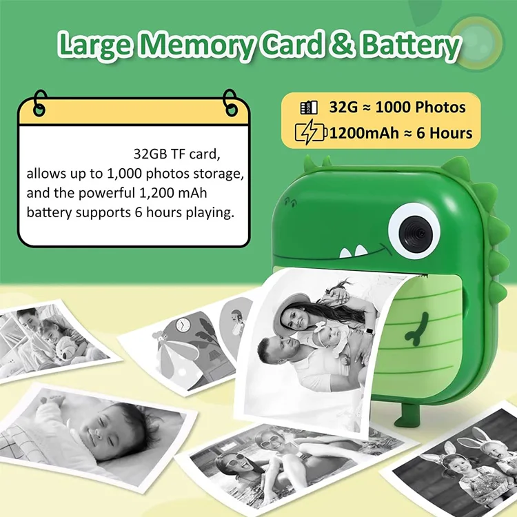 YEAH 2.4inch Children Instant Printer Camara Photo Video MINI Dual Lens Thermal Print Digital Kids Camera for Boy Gift Toy Gift