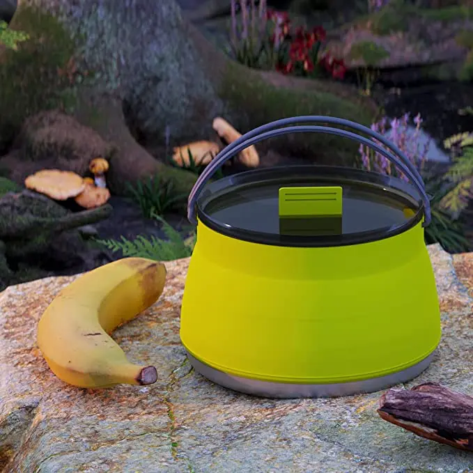 High quality Outdoors Collapsible Outdoor Travel Pot Foldable Food Grade Camping Silicone Kettle