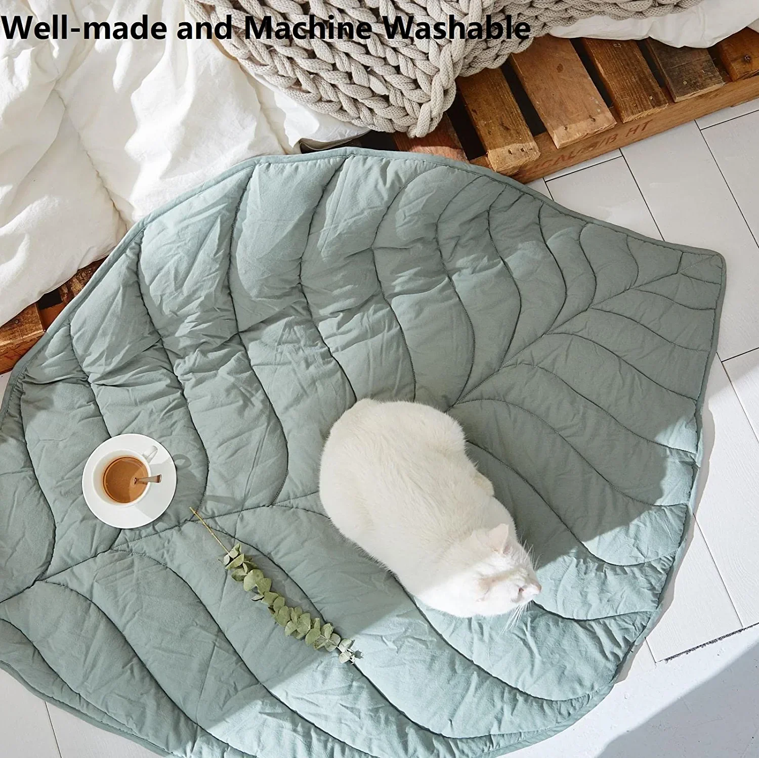 Custom Shape foldable Leather Padded Leaf Crawling Room Baby Play Mat for baby child