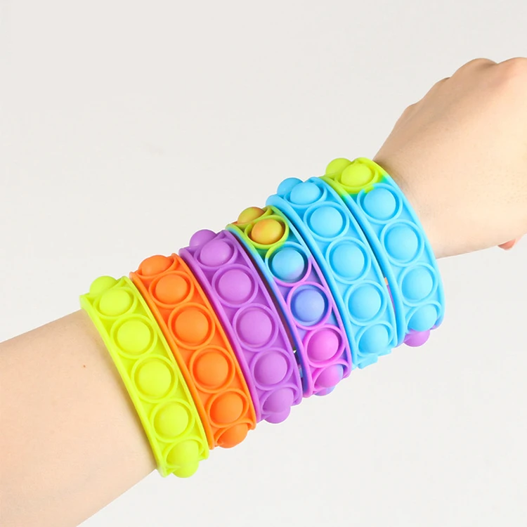 New Stress Relief Popping It Silicone Push Bubble Squeeze Sensory Fidget Toy Popit Bracelets