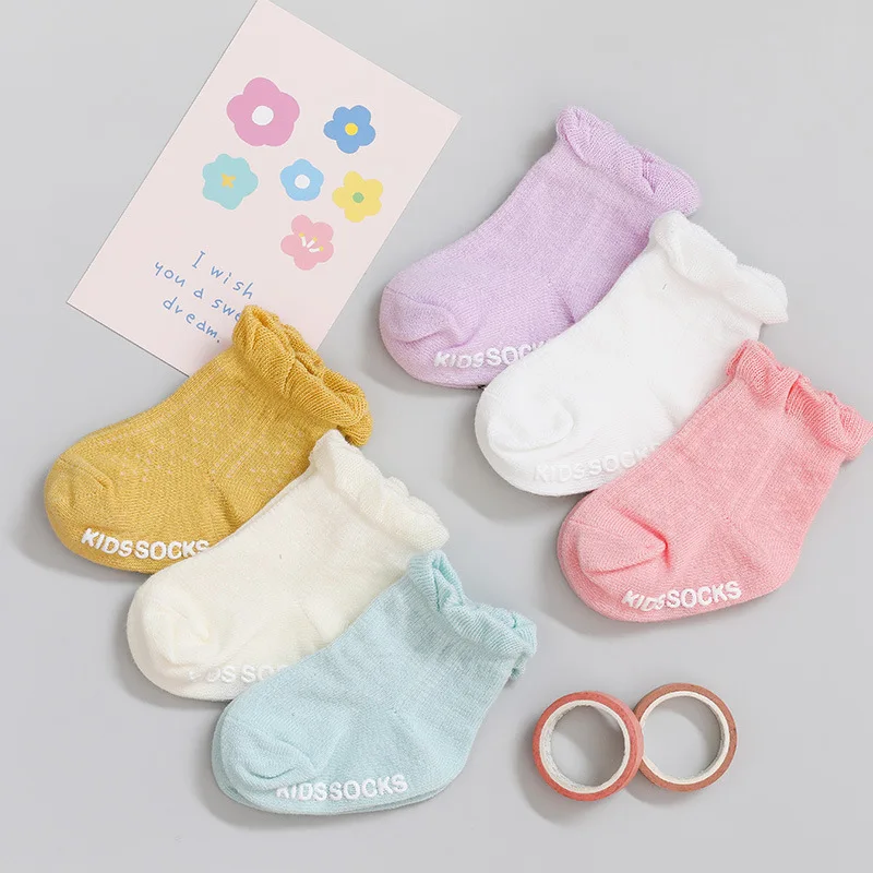 
Spring and autumn thin section 0-3 years old breathable sweat-absorbent deodorant loose mouth non-slip cotton socks wholesale 