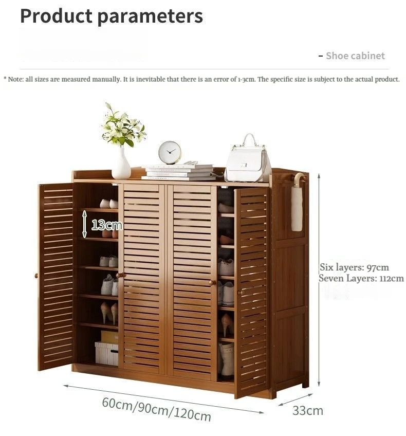 Bamboo shoe cabinet with feet four-legged integrated frame heightened and widened waterproof and dustproof multi-layer shoe rack