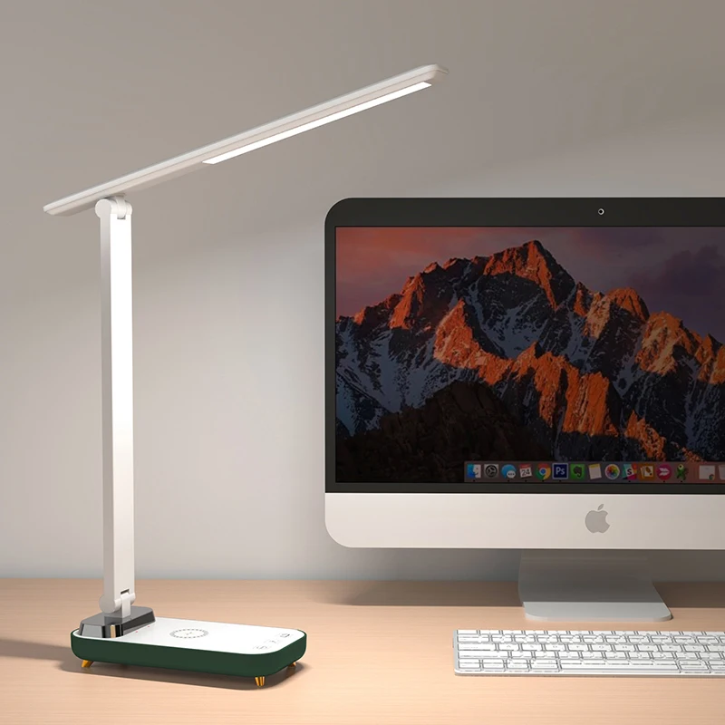 Eye Protection Led Table Lamps Type C Charging Port Foldable Rechargeable  Led Desk Lamp With Fast Wireless Charger For Study