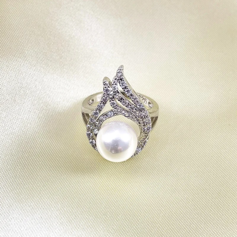 NATUNA high quality s925 sterling silver jewelry making supplies wedding custom rings with pearl