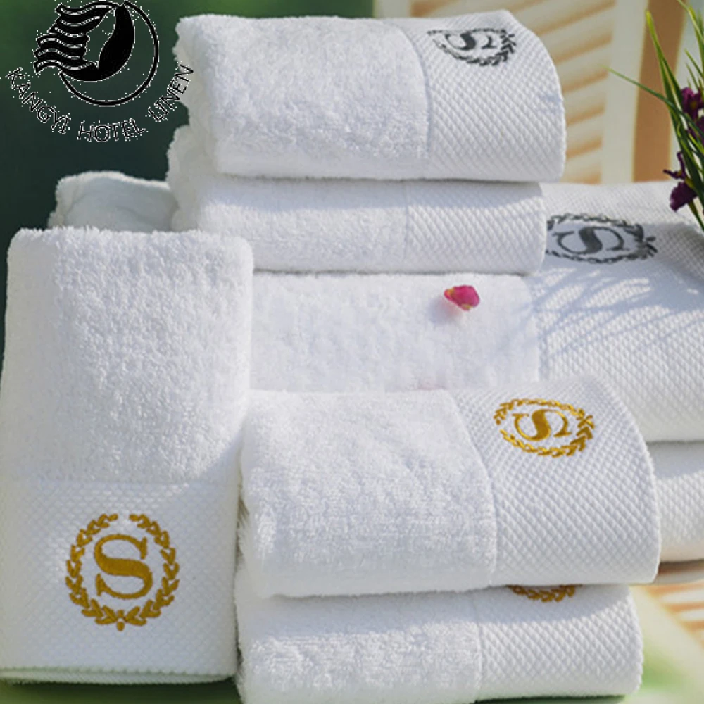 Customized Embroidered Bath Towel Logo Terry Luxury Hotel Towel Hotel 5 Star