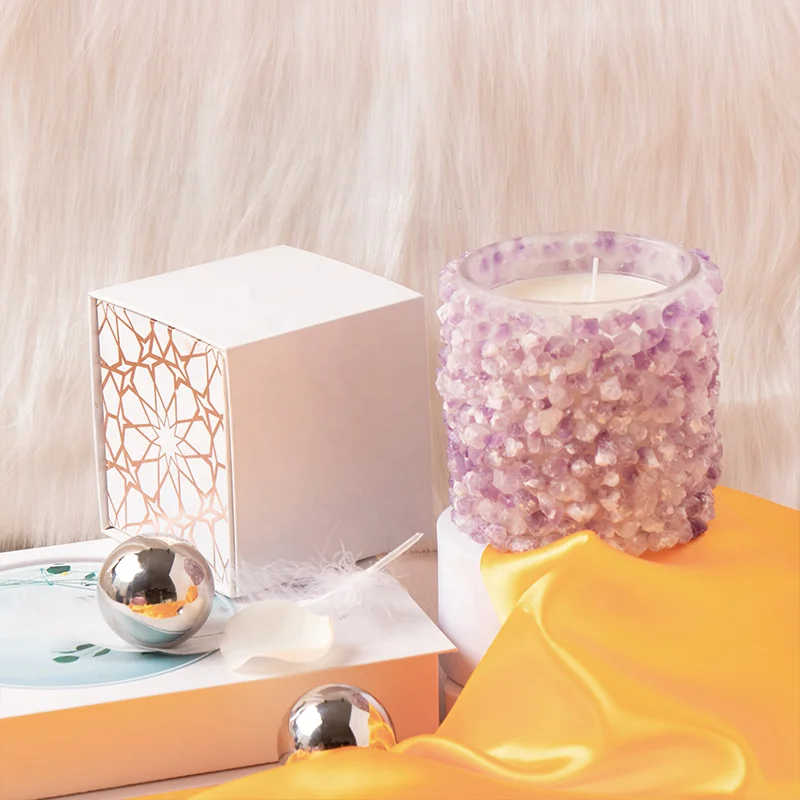 china wholesale crystal candles luxury home decor soy wax glass aromatherapy  jar crystals candle