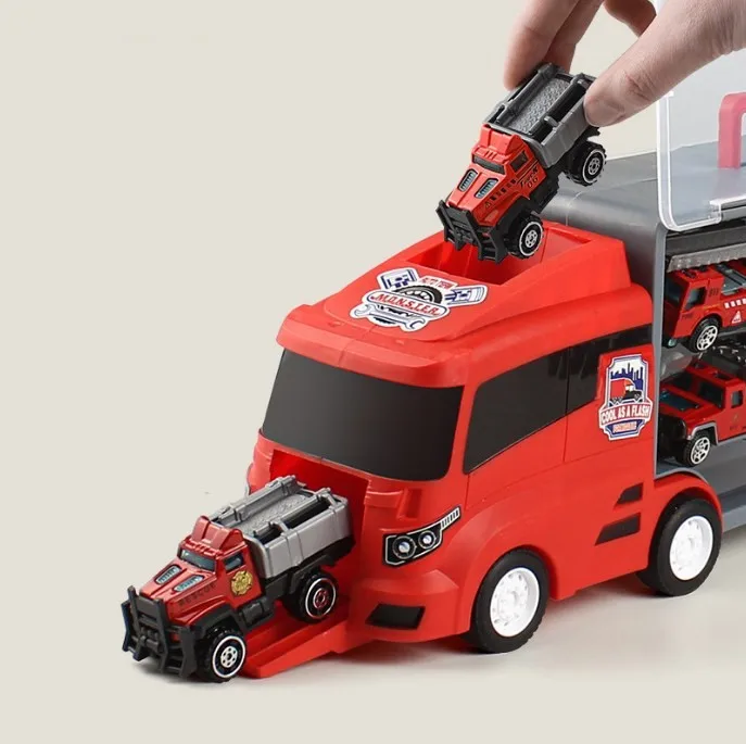 Kids Toys Car for Boys,Toddler Truck Toy Large Transport Cars Carrier Set,Kids Toy Truck with 6 Alloy Metal Car Toy