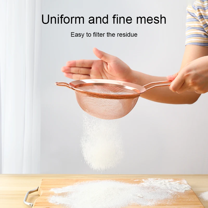 Wire Mesh Oil Strainer Stainless Steel Flour Colander Sifter Tea Coffee Powder Fry Strainer Tool Colander with long handle