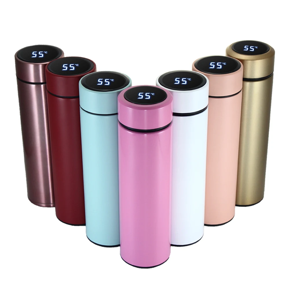 Flask Wholesale 500Ml Electronic Temperature Uv Smart drink Vacuum Water Bottle Led Digital